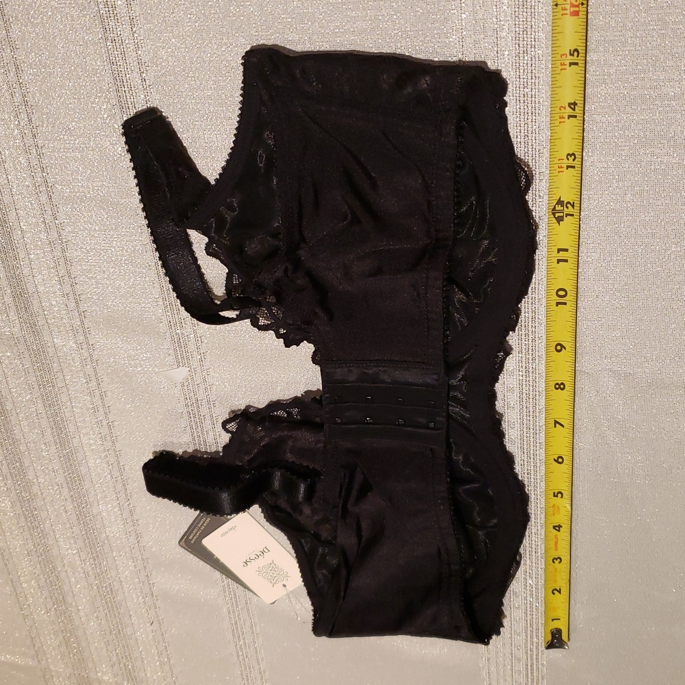 Déesse Lingerie by 'Femme Couture' Underwire Balconette Full BRA NEW BLACK Plus - Picture 10 of 16